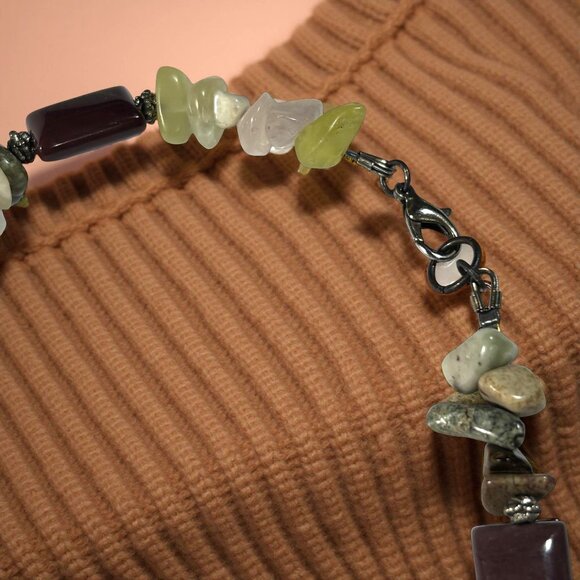 Mookaite & Gemstone Chip Necklace – 26" Boho Earthtone Strand - Picture 6 of 11